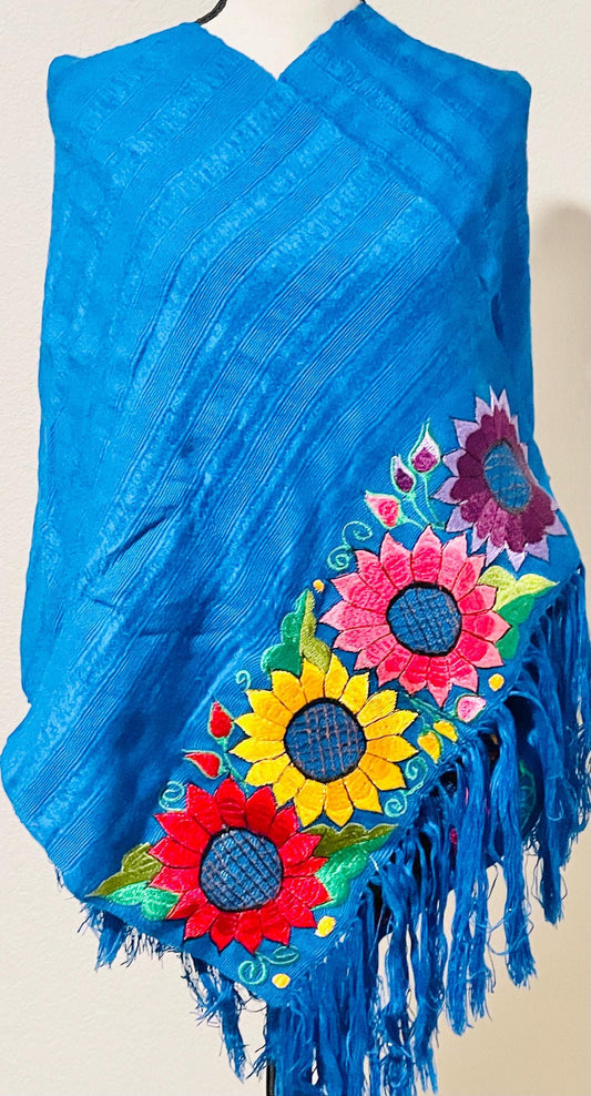 Mexican Embroidered Shawl Wrap Cover Reboso Mexicano Bordado