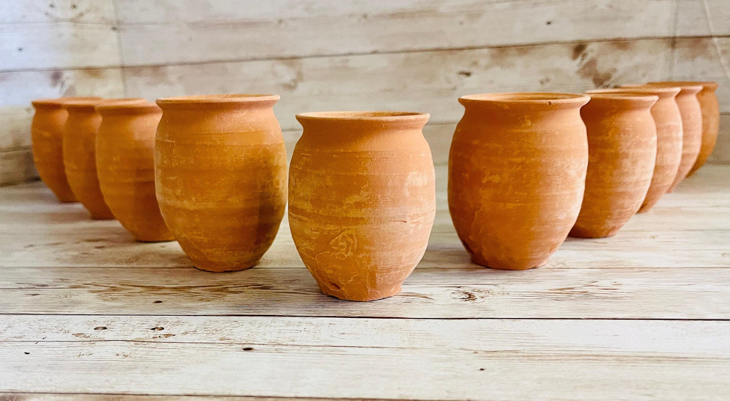 Mini Cantaritos for Tequila Shots or Hot Tea Mini Tequileros Mexicanos 2 1/2 - 3 Inches Tall