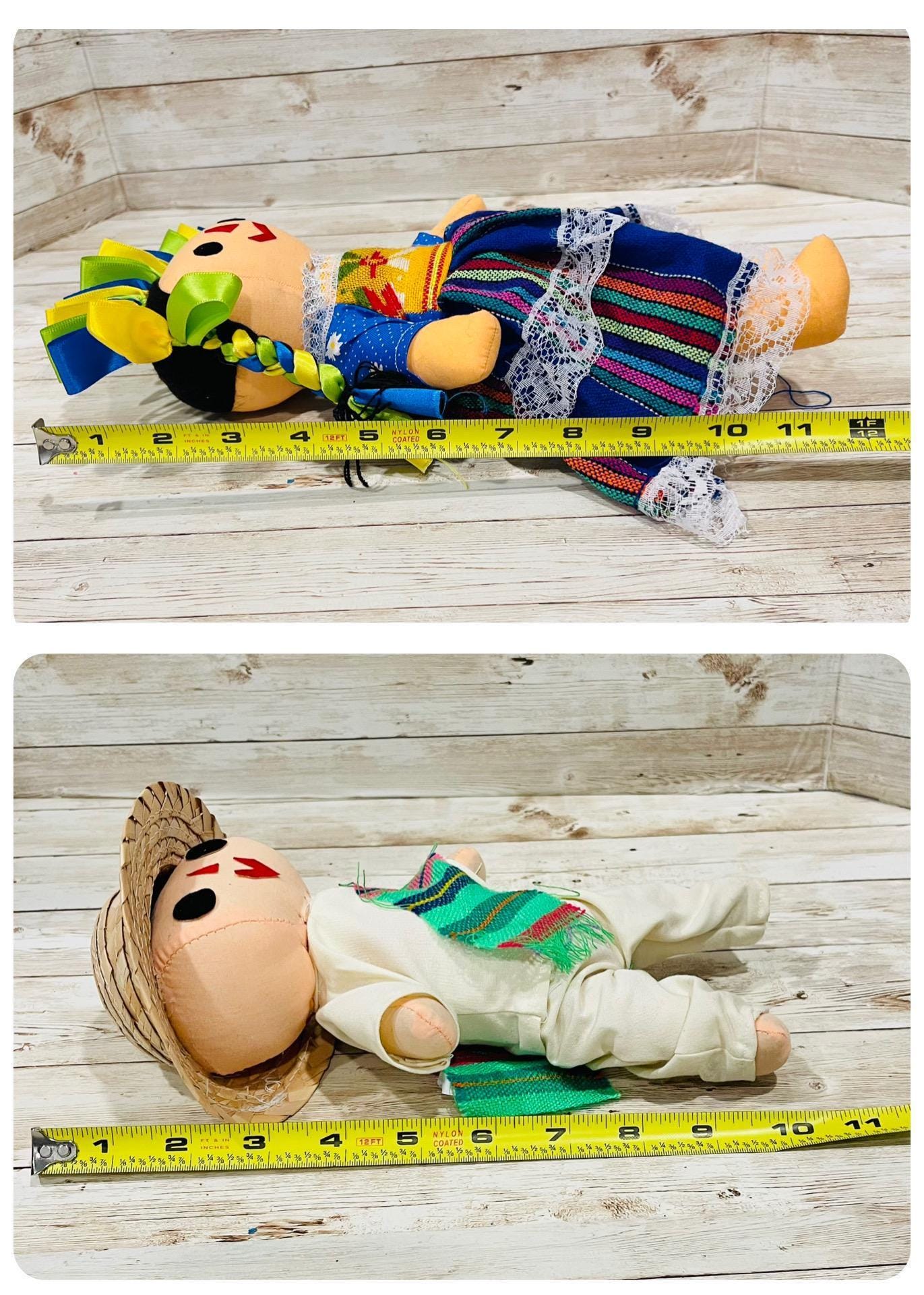 2 Set Rag Mexican Couple Lele Dolls 12 Inches Pareja de Leles Muñecas Artesanales Mexicanas 12 Pulgadas