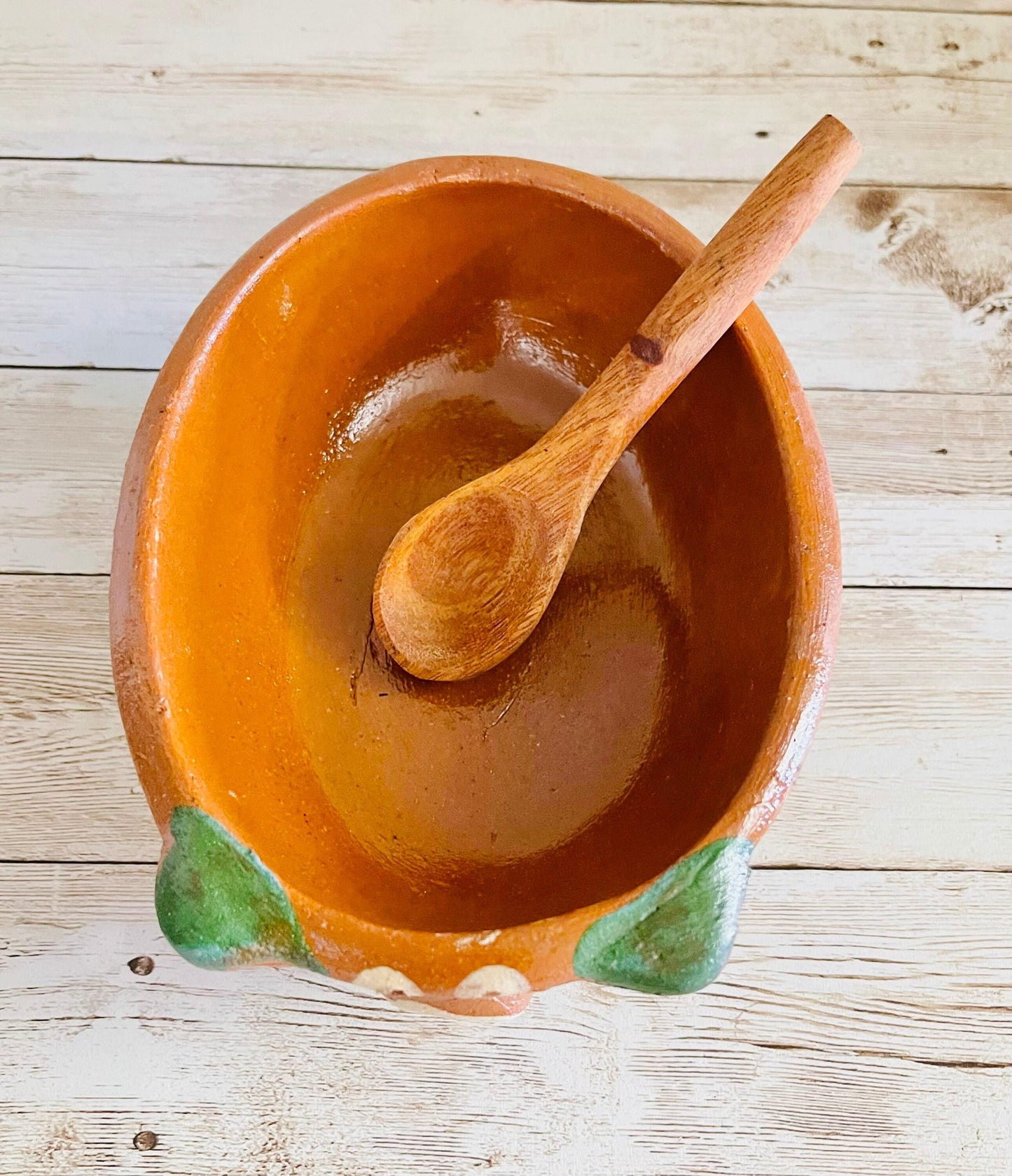 Terra Cotta Mexican Pottery Salsa Pig Bowl with Spoon Salsera de Barro Mexicana de Marranito con Cuchara