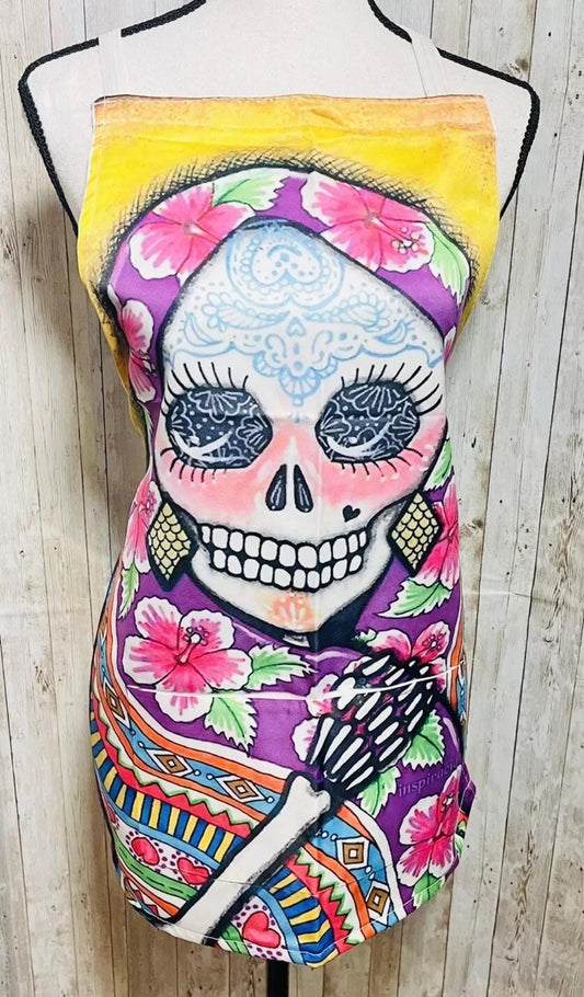 Sugar Skulls Day of the Dead Aprons Mandil de Catrinas Dia De Muertos