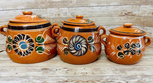 Terra Cota Clay Pot for Beans Soups Olla Tonala de Barro para Caldos Frijoles Sopas