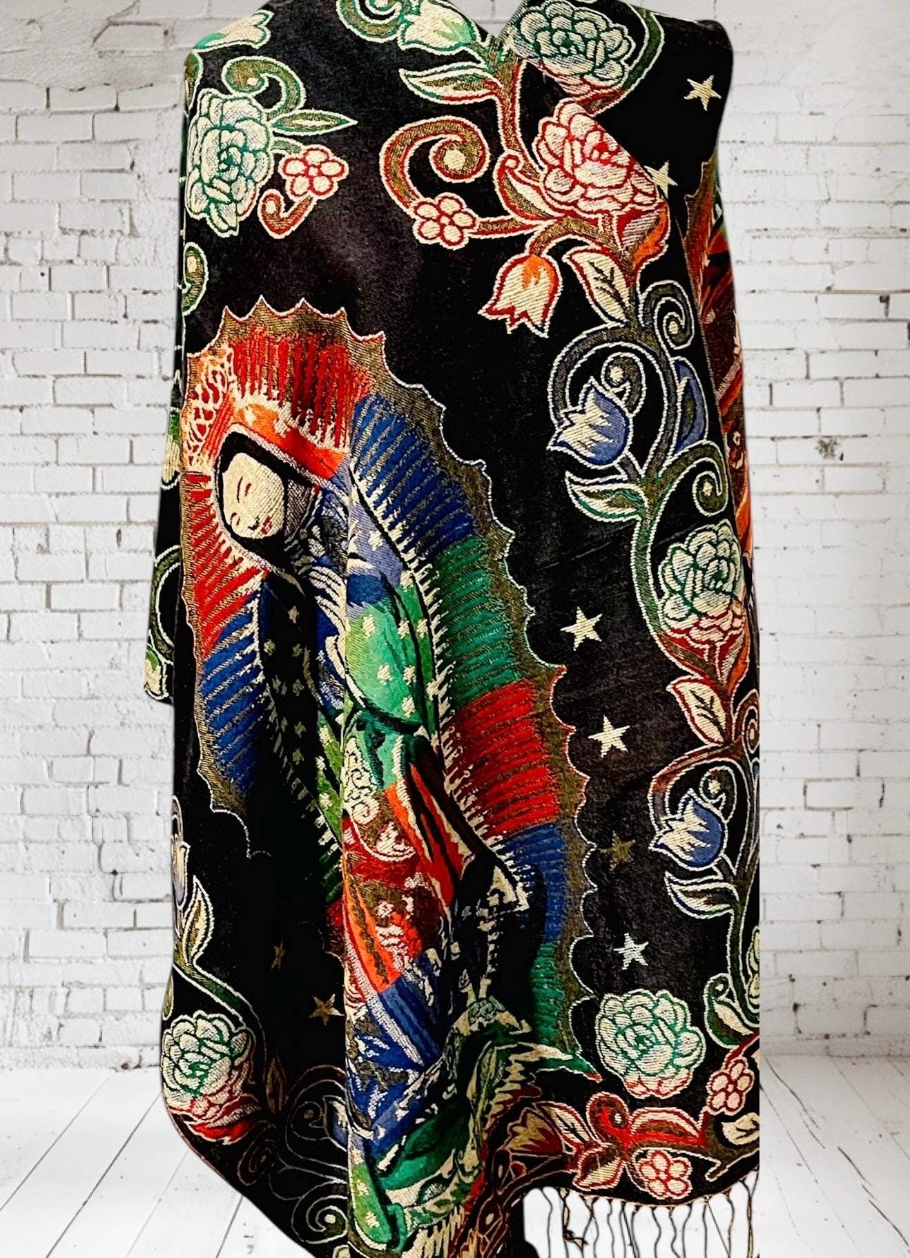 Mexican Thin Virgin Mary Mexican Shawl Pashima Reboso Wrap Reboso de La Virgen Maria Delgado