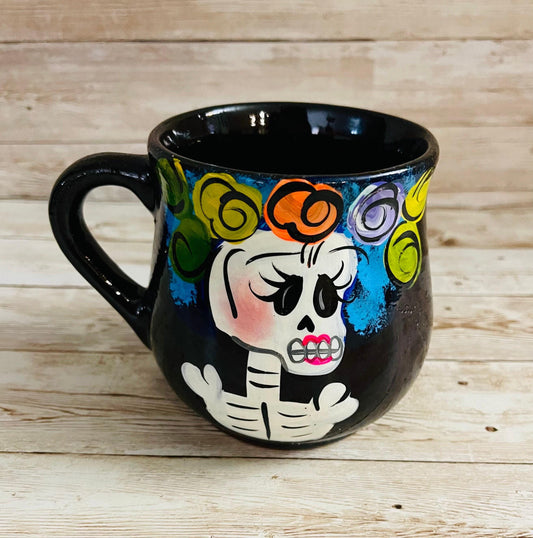 Mexican Sugar Skulls Pottery Cup Taza Mexicana de Catrina