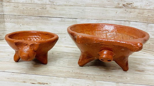 2x Authentic Mexican Pig Molcajetes 2  Molcajete Mexicanos de Barro en Forna de Marranito