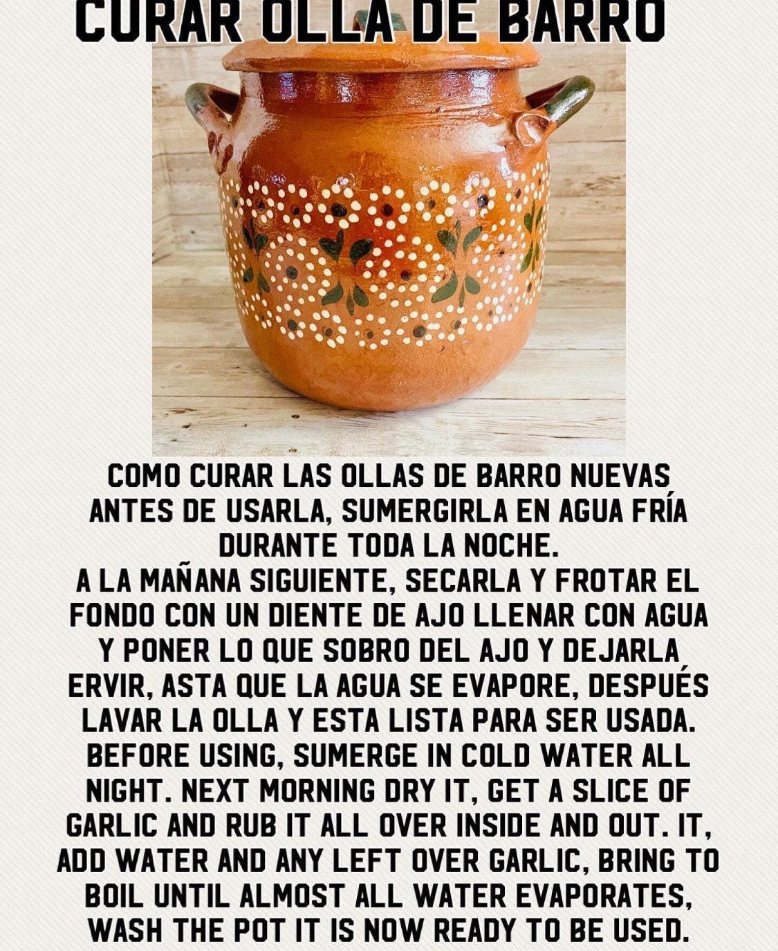 2 Liter Terra Cota Clay Pot for Beans Soups Olla Tonala de Barro para Caldos Frijoles Sopas 2 Litros