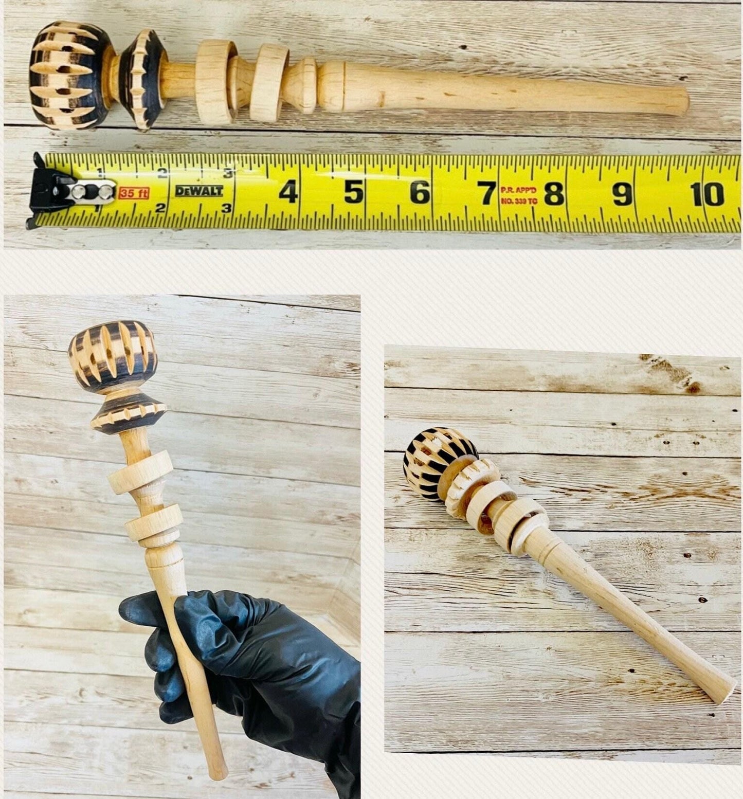 Olla de Barro Vidriado Chocolatera con 1 Molinillo de Madera Terra Cota Hot Chocolote Pot 6 inches Tall & 1 Wood Hot Chocolate Grinder