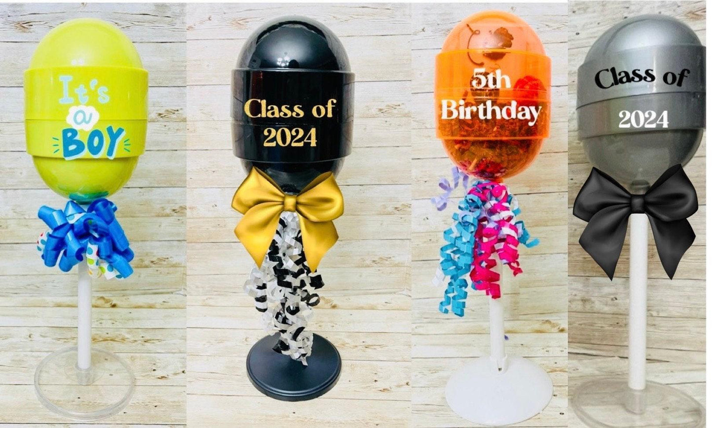 Personalized Jumbo Tootsie Roll Lollipop for Candies Centerpieces Graduations Dulcero Personalizado Jumbo Tootsie Roll Centro de Mesa