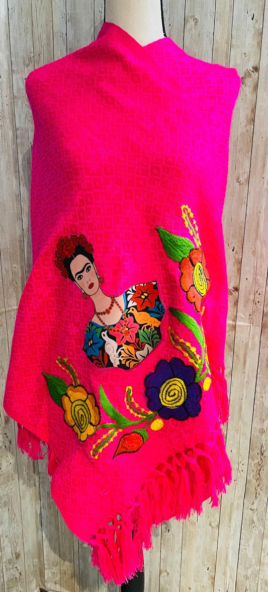 Frida Kahlo Embroidered Shawl Rebosos Bordado y Imagen de Frida Kahlo