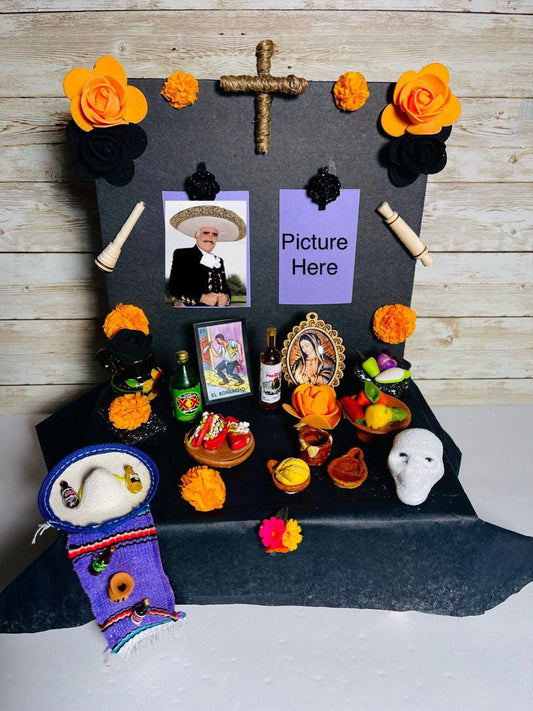 Mesa de Ofrenda para Dia De Los Muertos de Madera con 1 Anafre Day of the Dead Wood Offering Table with Incense Burner