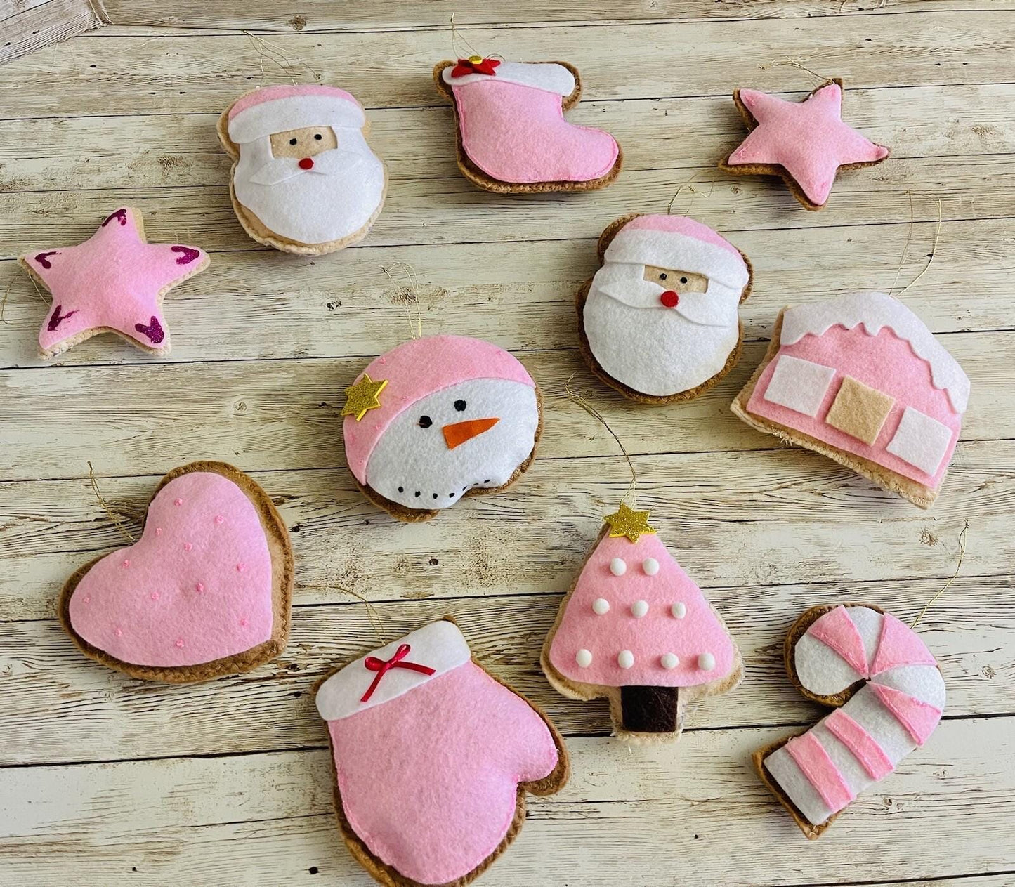 Christmas Felt Ornaments Set Of 12 4 Inches Tall Adornos Navideños De Fieltro