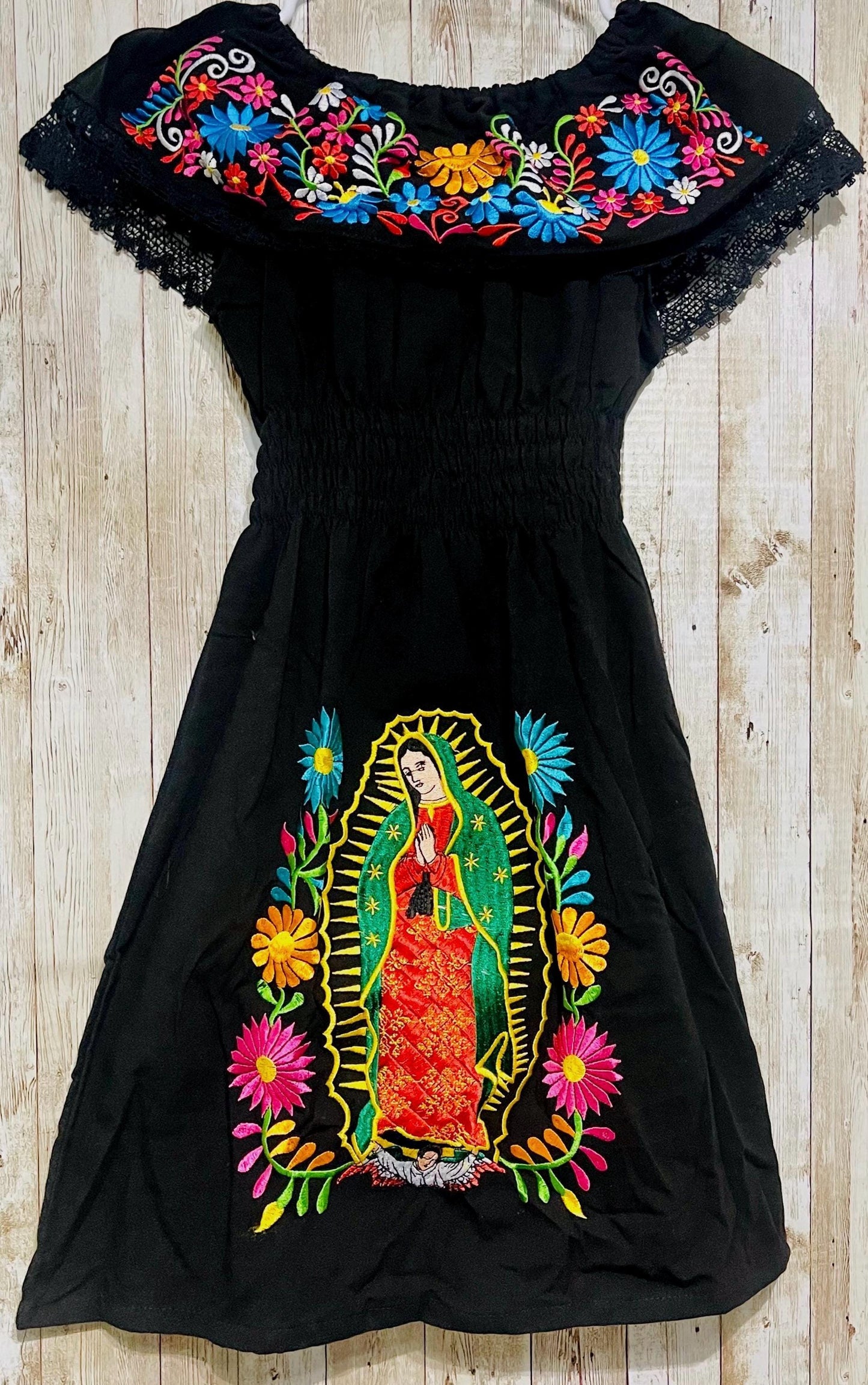 Kids Size Virgin Mary Mexican Embroidered Dress Vestido de Niñas de la Virgen Maria Bordado