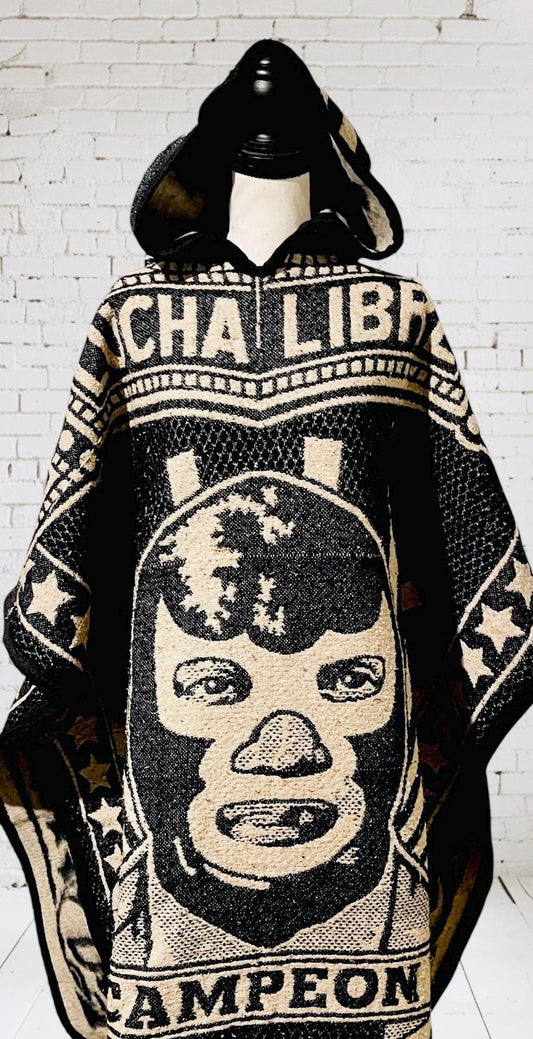 Mexican Poncho Gavan de Lucha Libre El Santo y Blue Demon