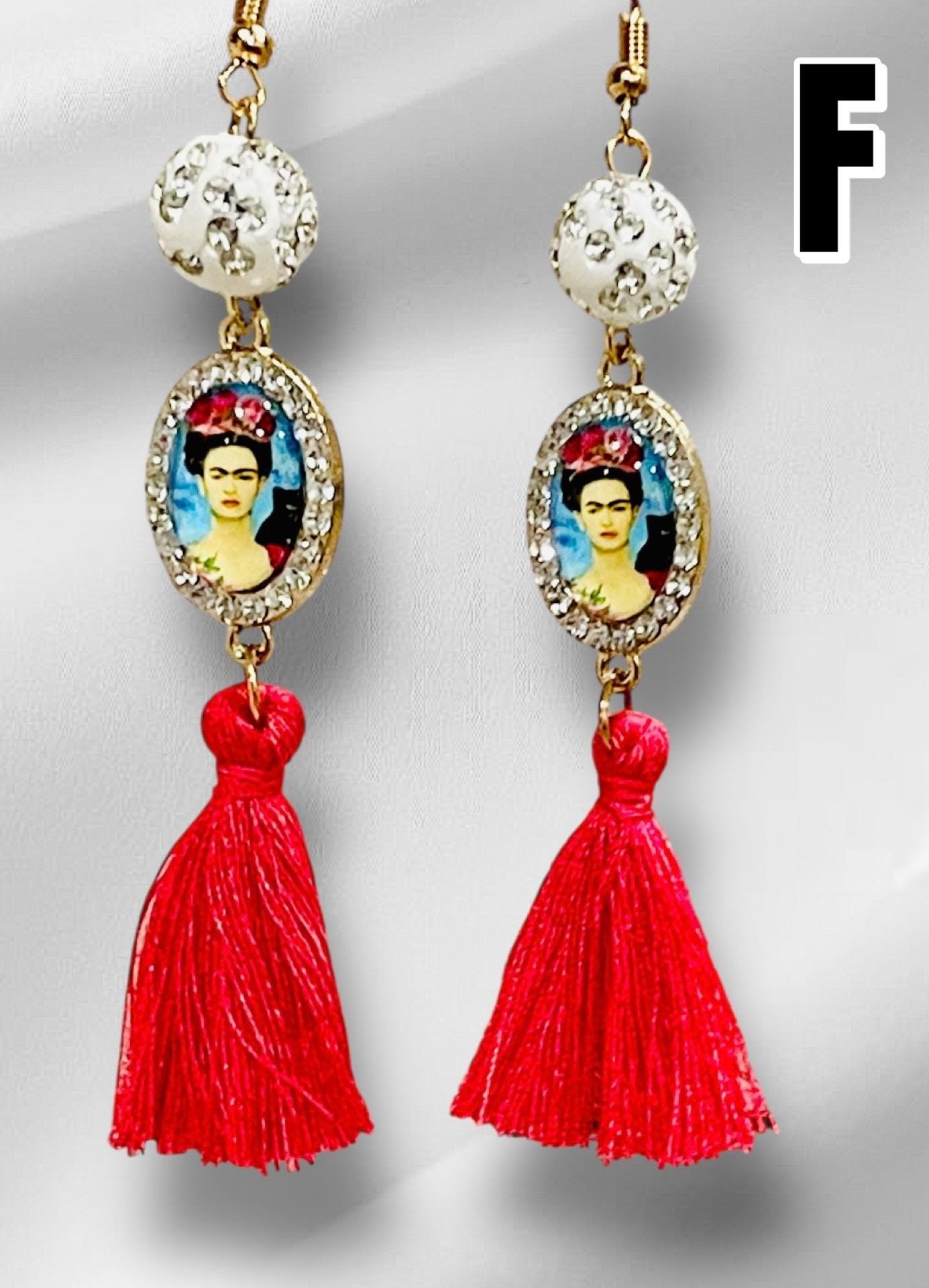 Frida Kahlo Drop Dangle Earrings Aretes de Frida Kahlo