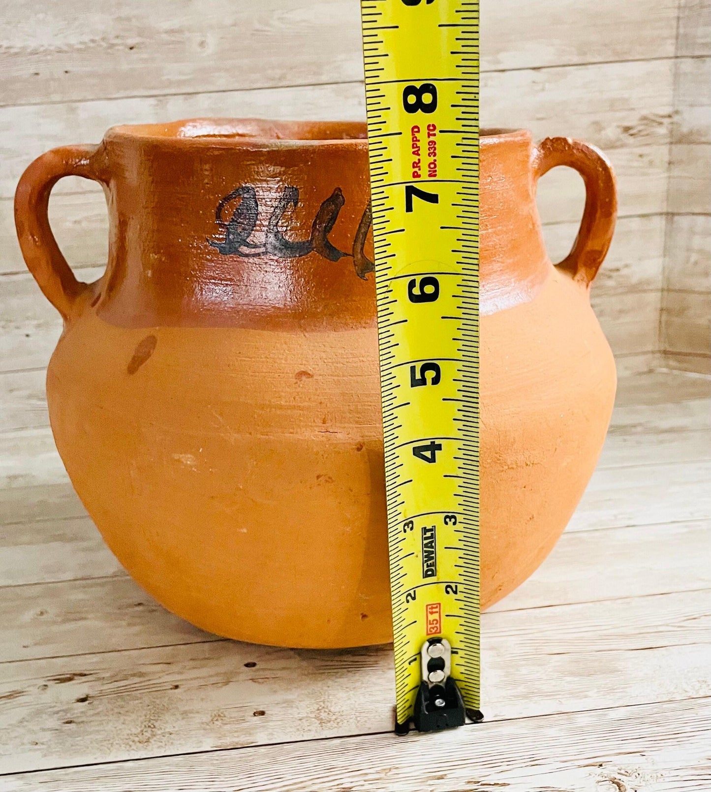 Olla de Barro Mexicana Frijolera Decorada Terra Cota Clay Pot