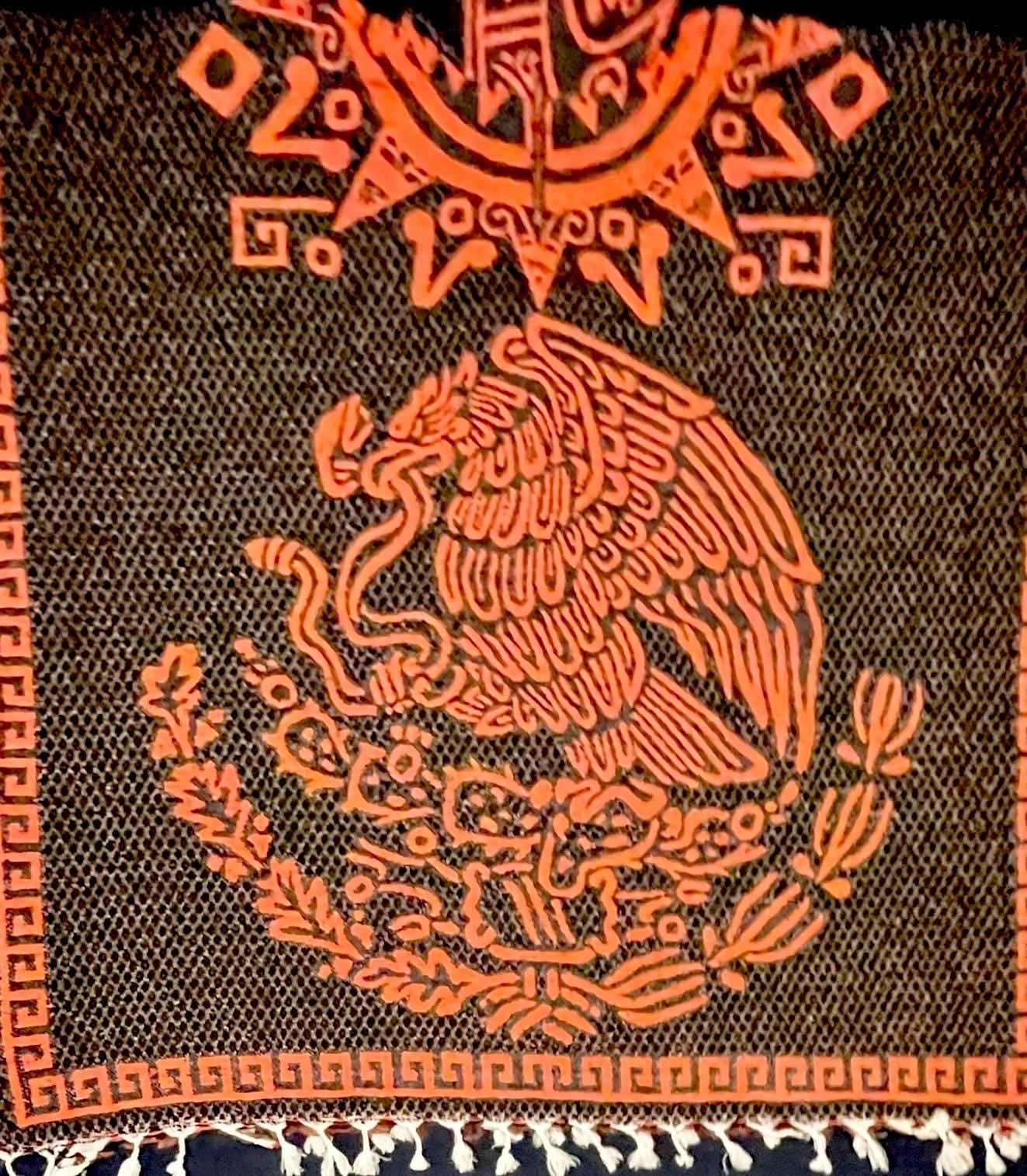 Poncho Azteca con Guerrero y Escudo Nacional Double Sided Aztec Calendar Poncho
