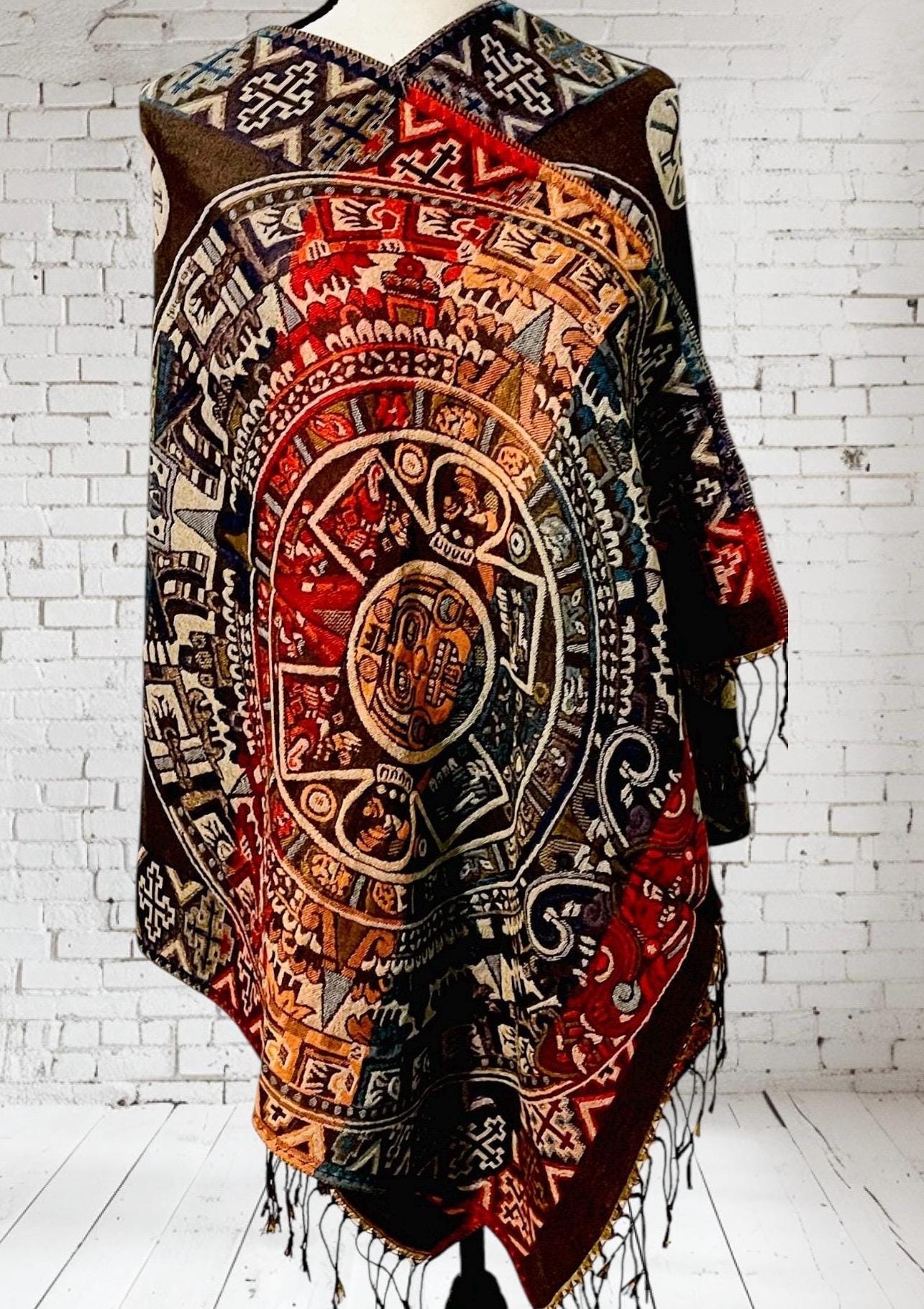 Maya Calendar Mexican Thin Shawl Wrap Reboso Mexicano de Calendario Maya/Azteca Delgado