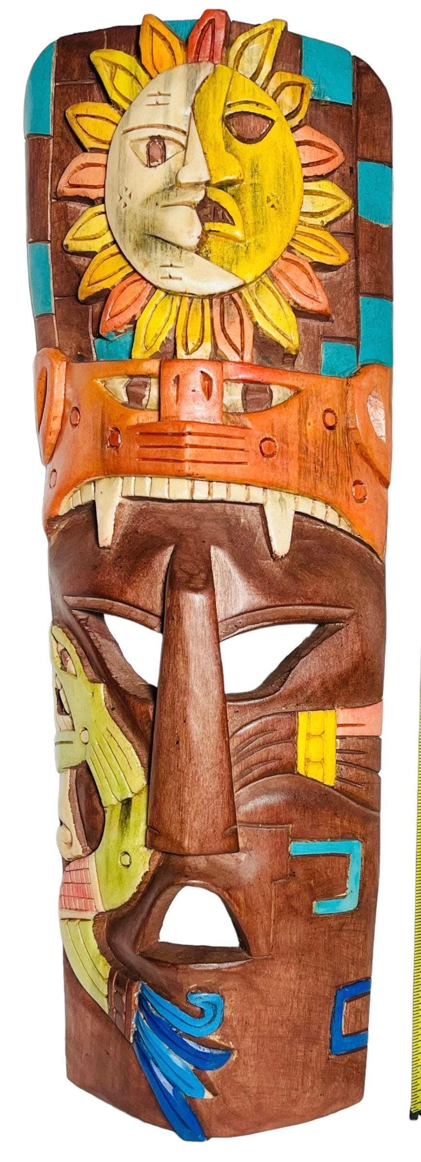 Prehistoric Wooden Mask Mayan Culture Hand Carved Mexican Wall Art Artesanias Mexicana Mascara Maya De Madera