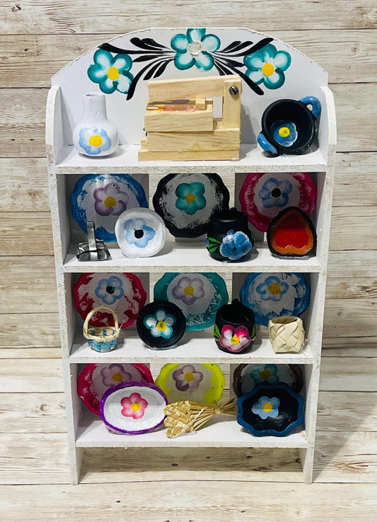 Mexican Kitchen Trasterito with Miniature Accessories Trasterito de Cocina con Accesorios en Miniatura