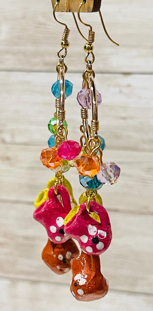 Mexican Artesanal Mini Clay Cup Earrings Aretes Artesanales Mexicanos de Tazitas de Barro