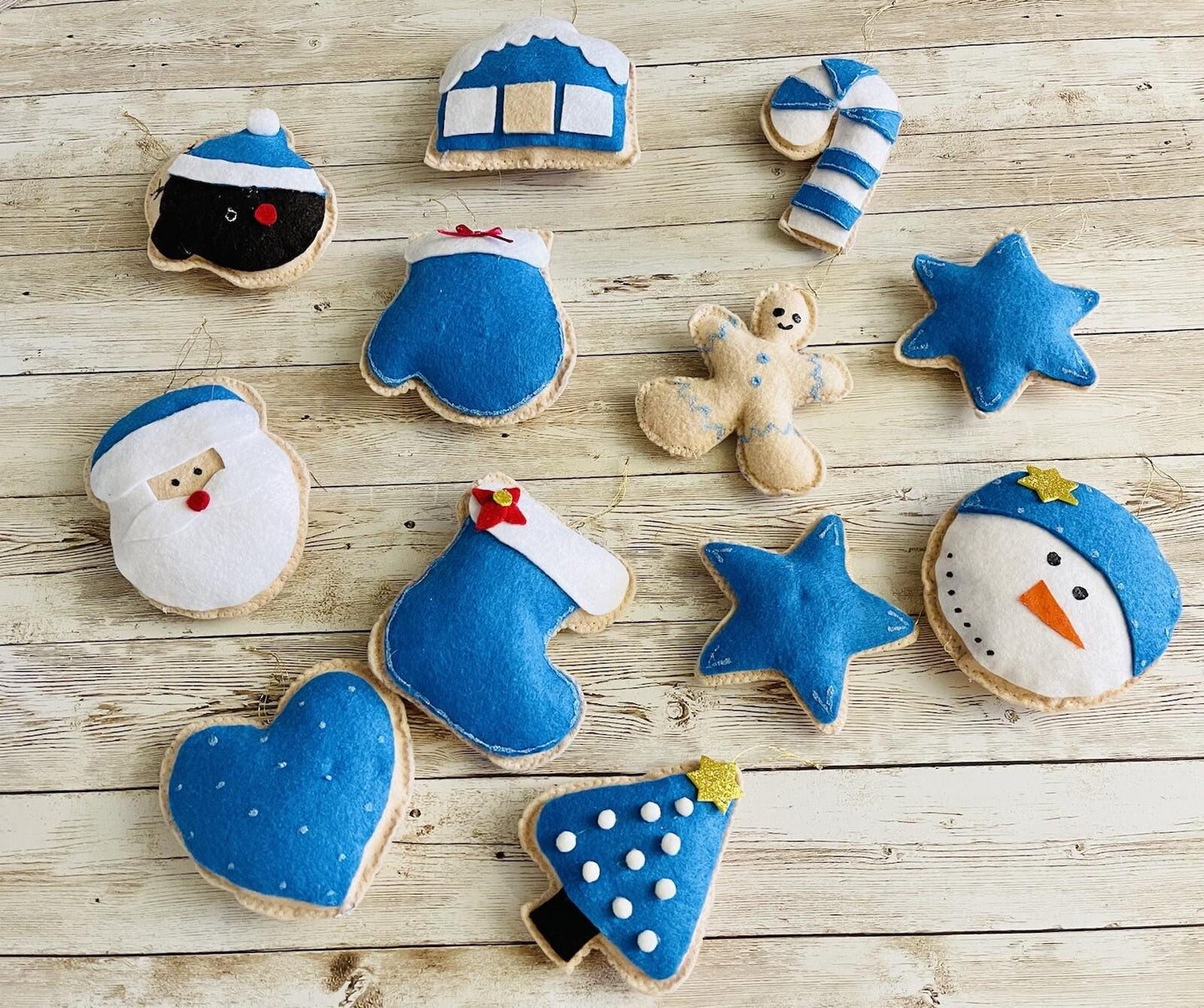 Christmas Felt Ornaments Set Of 12 4 Inches Tall Adornos Navideños De Fieltro