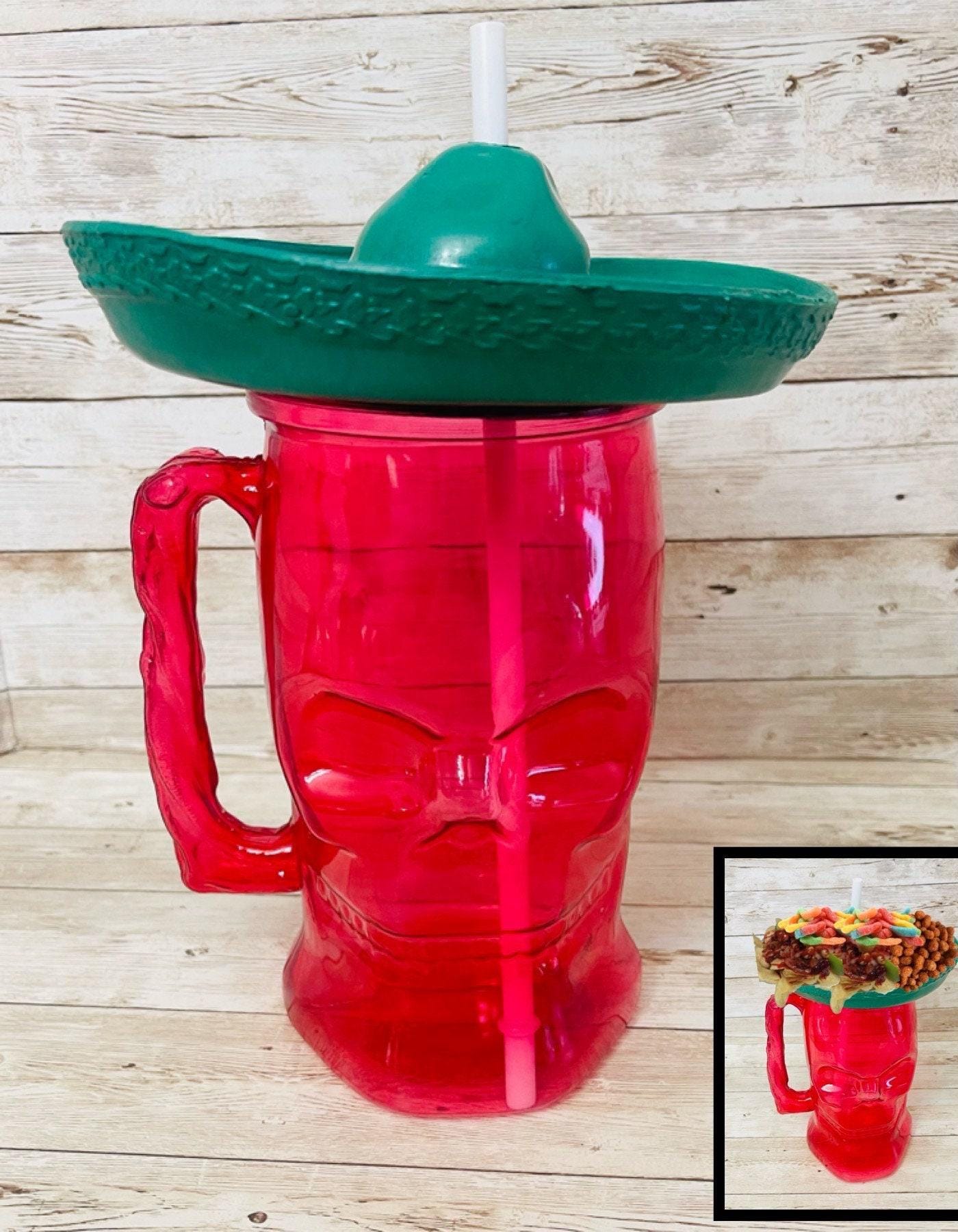 Tarros Mexicanos de Catrina para Bebidas y Botanas Se Envian Colores Surtidos Mexican Plastic Sugar Skulls Cups for Drinks and Snacks