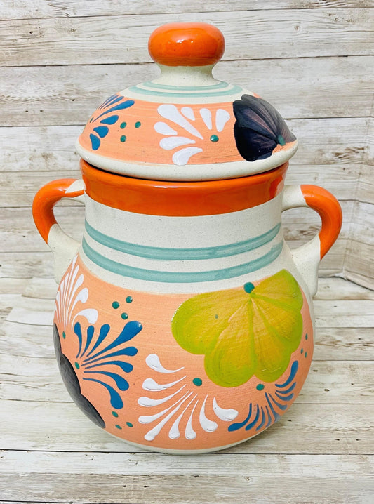 Olla de Barro Frijolera con Tapa Terra Cota Pot with lid Fits Up To 128 Fl. Oz
