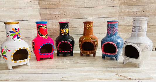Chimenea de Barro Artesanal Mexicano Small Terra Cota Mexican Chimney Incense Burner Candle Holder