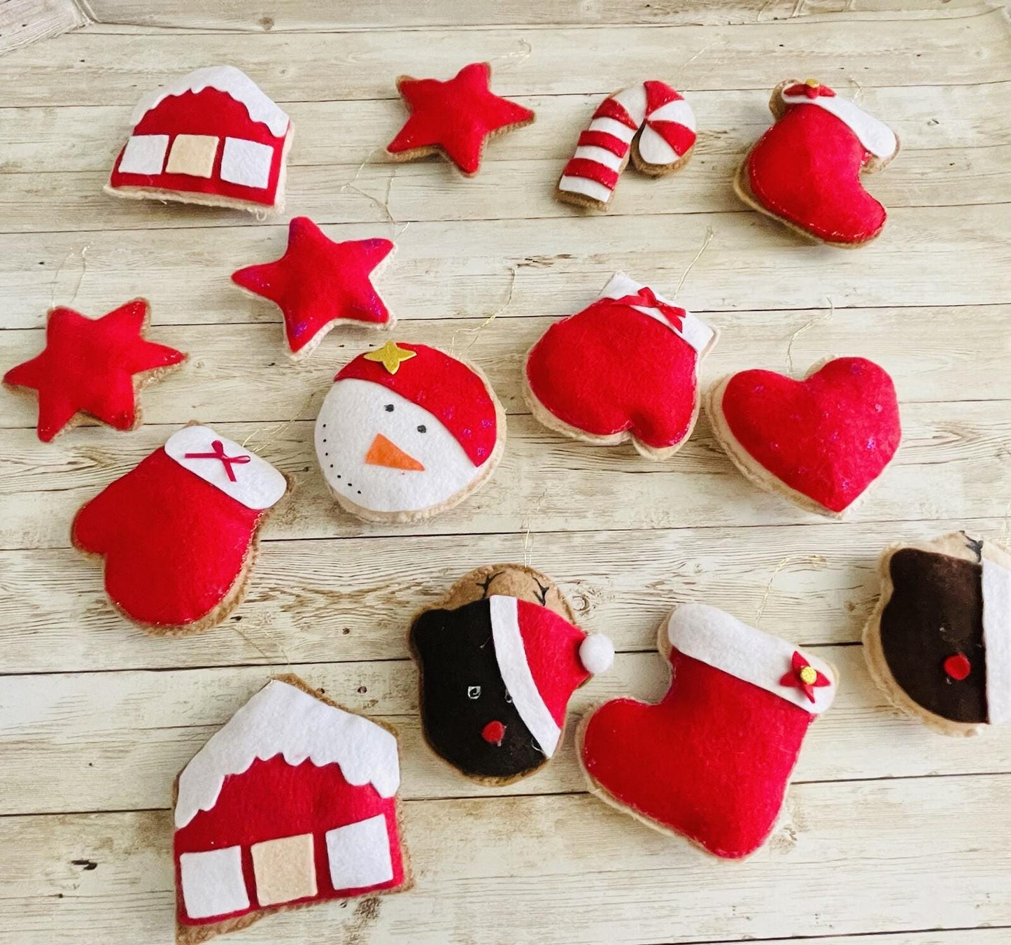 Christmas Felt Ornaments Set Of 12 4 Inches Tall Adornos Navideños De Fieltro