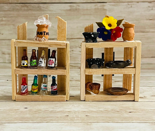 2x Mexican Kitchen Magnet Trasterito with Miniature Accessories 2 Trasteritos de Cocina con Accesorios en Miniatura y Iman