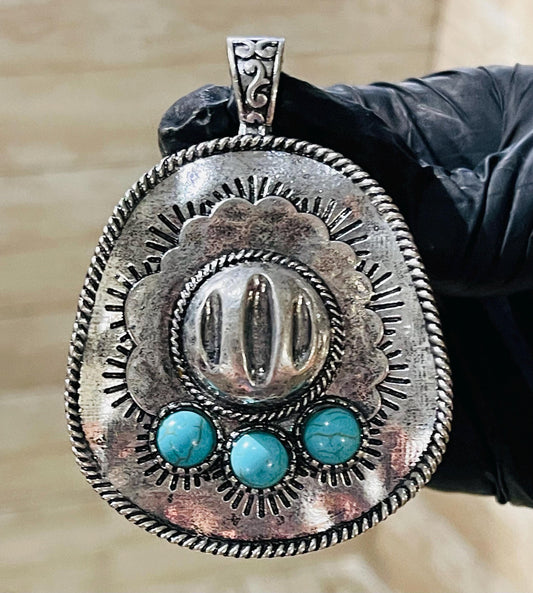Cowboy Hat Pendant Neklace Set With Earrings Dije De Sombrero Con Aretes