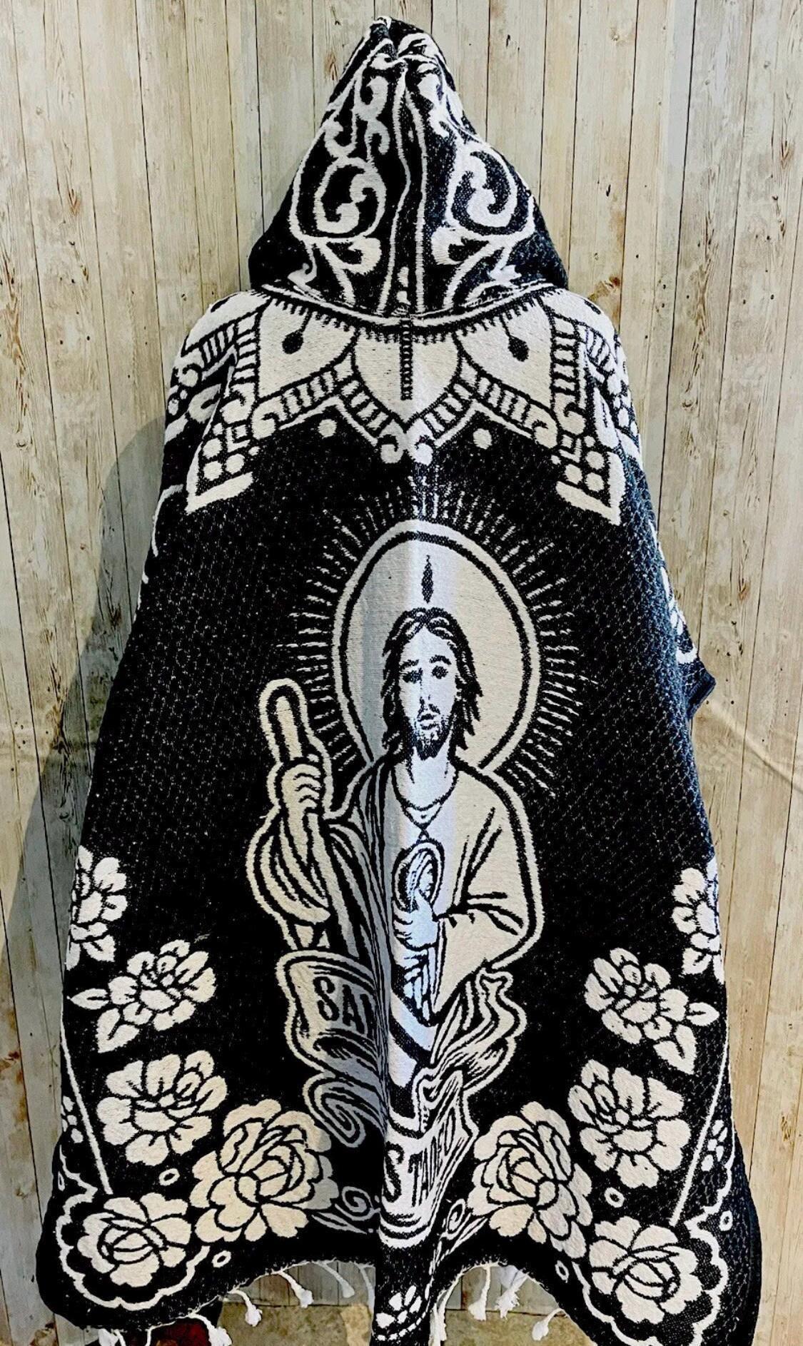Mexican Poncho Of Virgin Mary and St. Jude Sarape Poncho De La Virgen Maria Y San Judas Tadeo