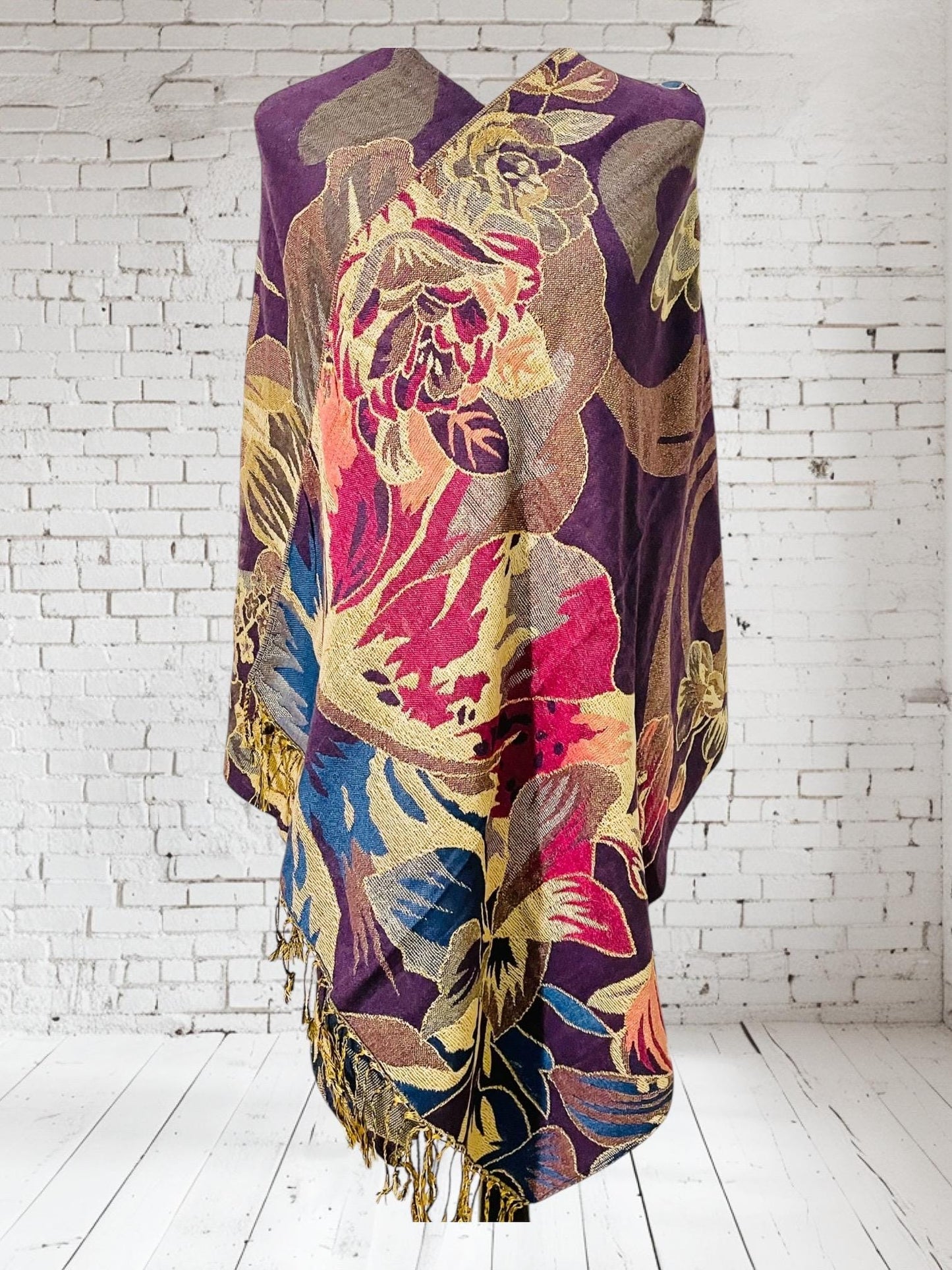 Artesenal Hummingbird Thin Shawl Wrap Reboso Pashima Artesanal Mexicano Delgado de Colibri