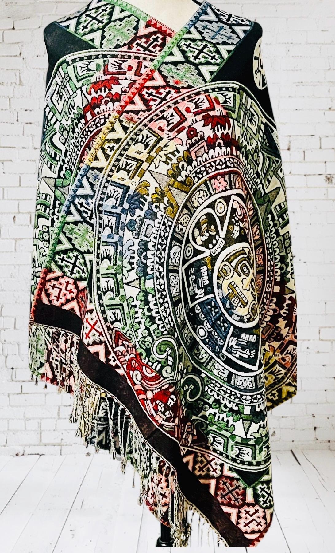 Maya Calendar Mexican Thin Shawl Wrap Reboso Mexicano de Calendario Maya/Azteca Delgado