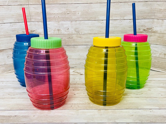4 Color Vitroleros with Straw Lid Holes 32 oz 4 Vitroleros de Color