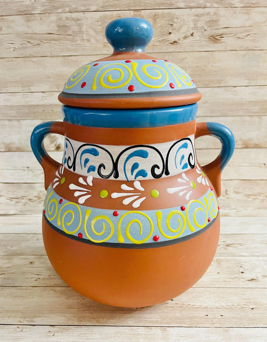 Olla de Barro Frijolera con Tapa Clay Pot with lid Fits Up To 1 Kg Terracota Pot