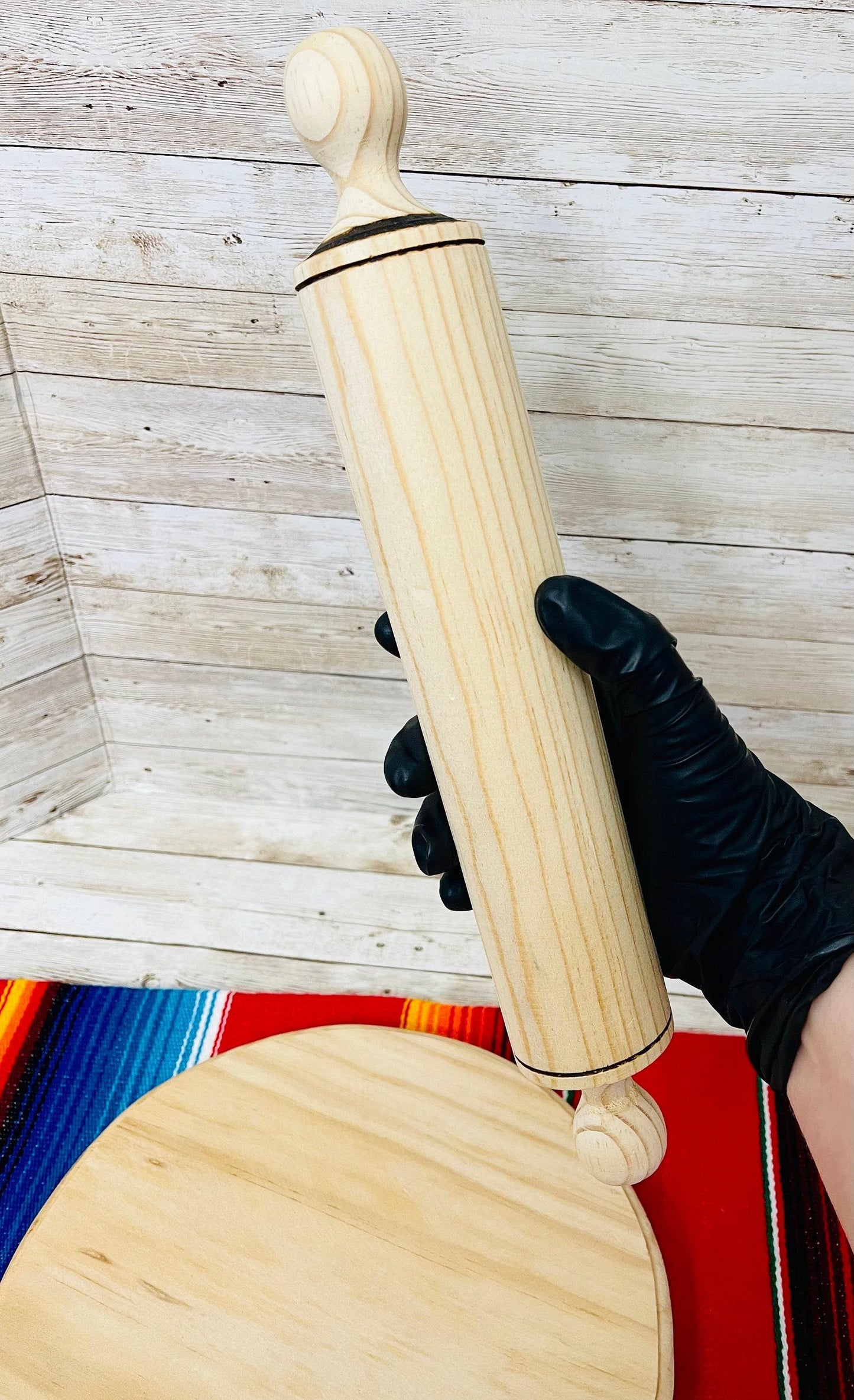 Mexican Wood Rolling Pin & Board Palote Rodillo Mexicano Para Amazar Con Su Tabla