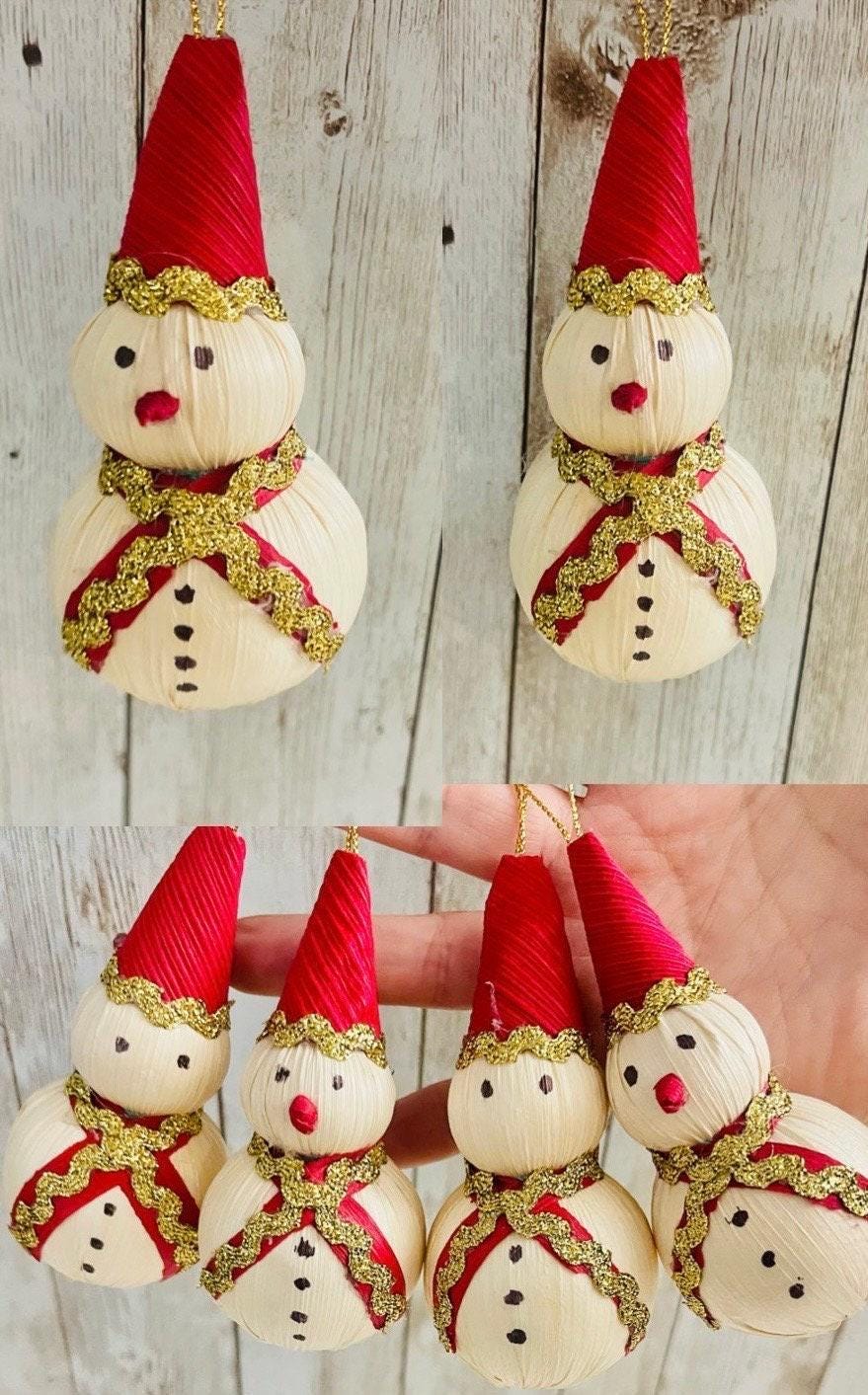 Mexican Cornhusk Christmas Ornaments Adornos Colgantes Navideños Muñecos de Nieve de Hoja de Maiz Mexicanos