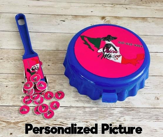 Custom Picture Container Magnetic Wand & 50 Chips Choose Your Own Image Fichero Personalizado Pala y Fichas Imagen de tu Preferencia