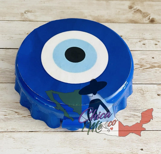 Fichero con Pala Magnetica Y 50 Fichas De Mal De Ojo Guardar Fichas Y Monedas Evil Eye Magnetic Wand, Chips and Plastic Container