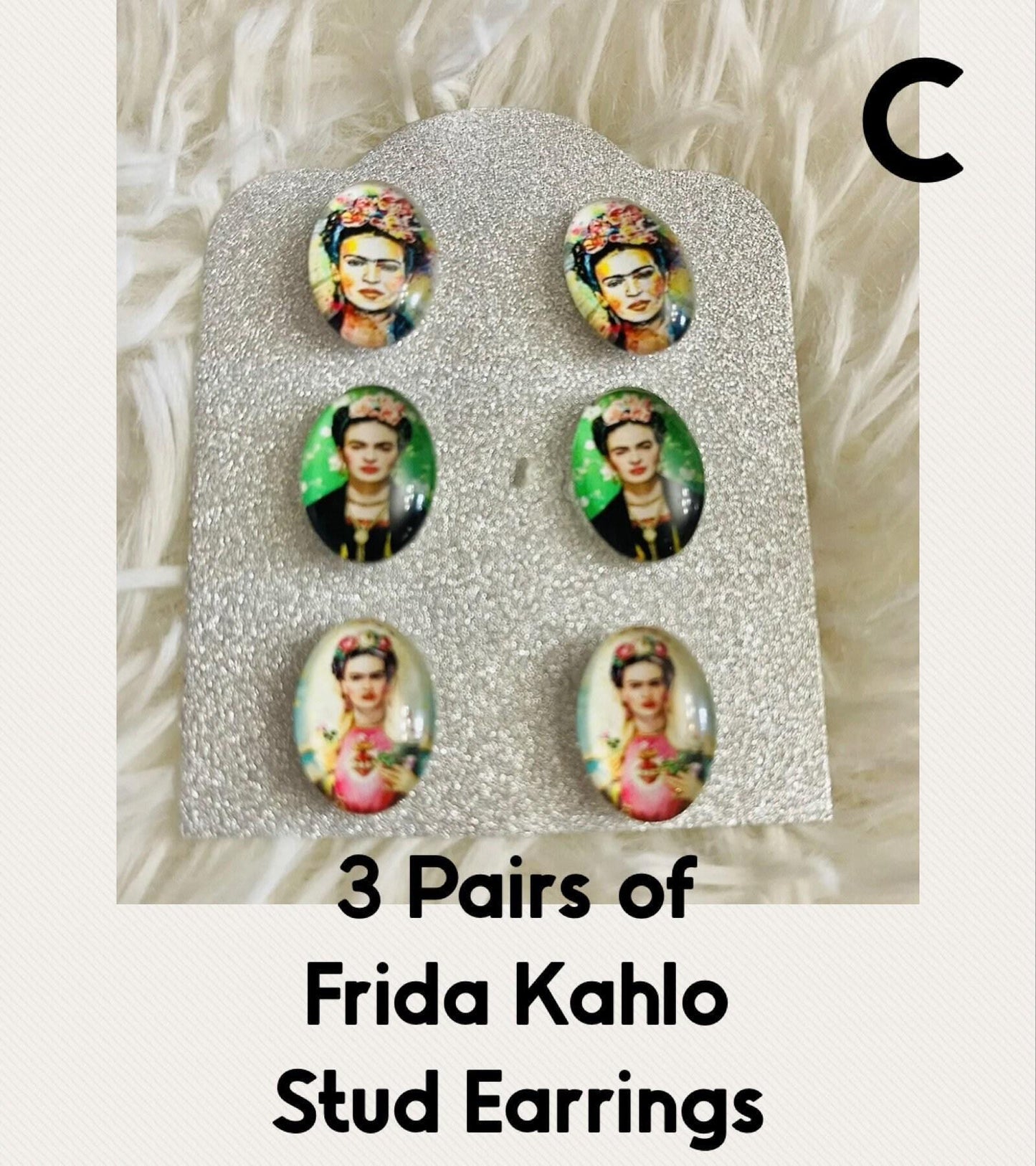 Frida Kahlo Stud Earrings Aretes de Frida Kahlo