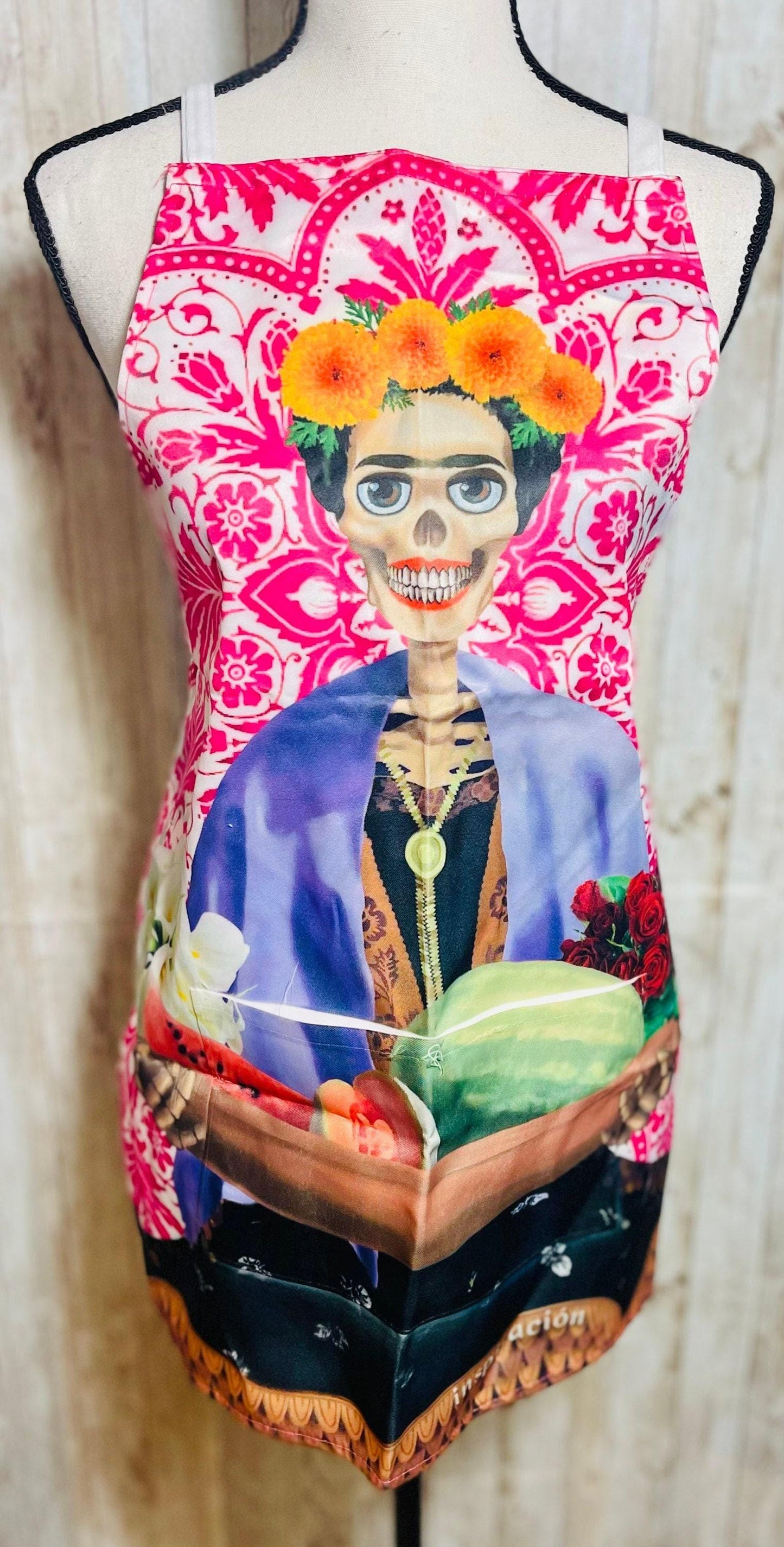 Sugar Skulls Day of the Dead Aprons Mandil de Catrinas Frida Kahlo Dia De Muertos