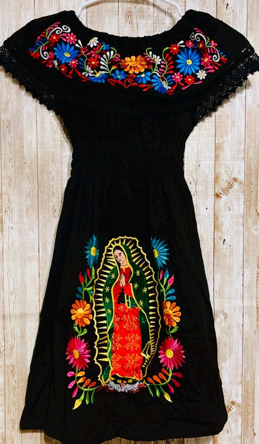Kids Size Virgin Mary Mexican Embroidered Dress Vestido de Niñas de la Virgen Maria Bordado
