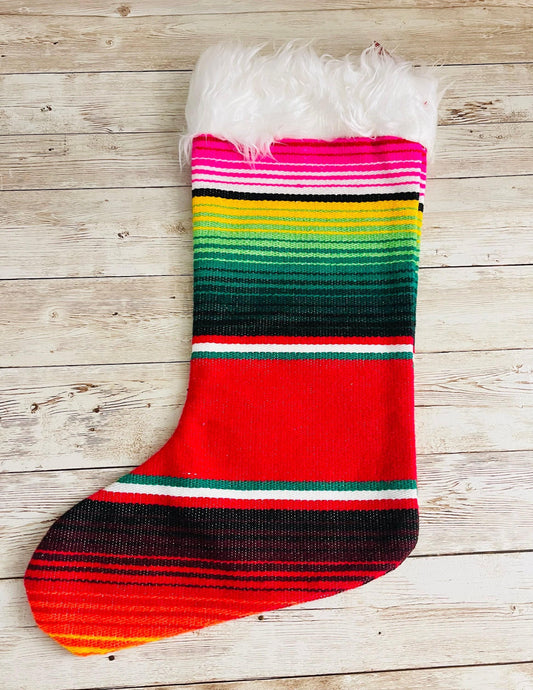 Mexican Sarape Stocking Calzeton Navideños De Sarape Mexicano
