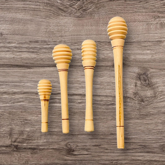 4x Mexican Honey Wood Stirrers 4 Different Sizes 4 Mieleros Mexicanos de Madera 4 Diferente Tamaños