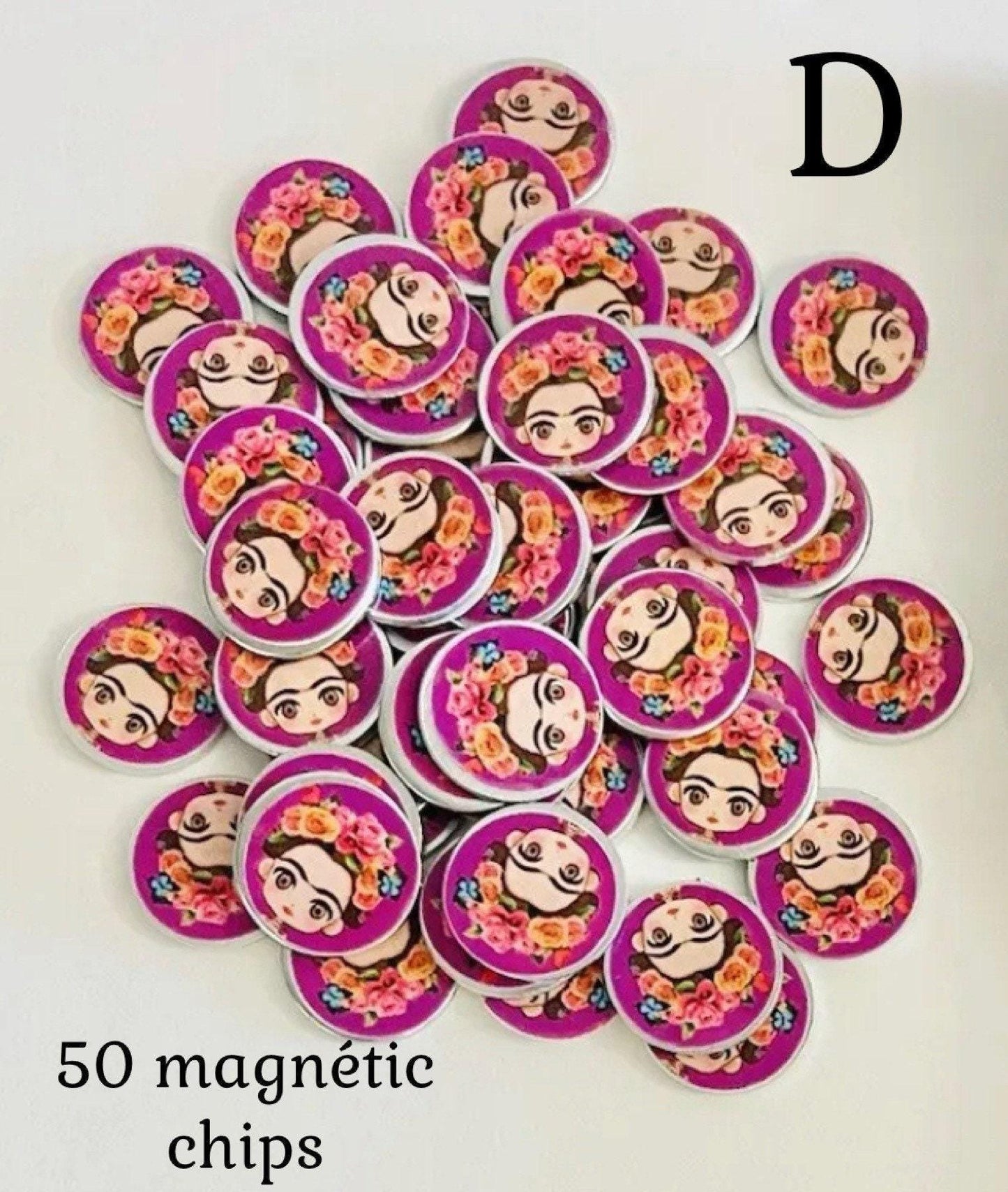 Frida Kahlo Container with Magnetic Wand and Magnetic Chips Fichero de Frida con Fichas y Pala Magnetica