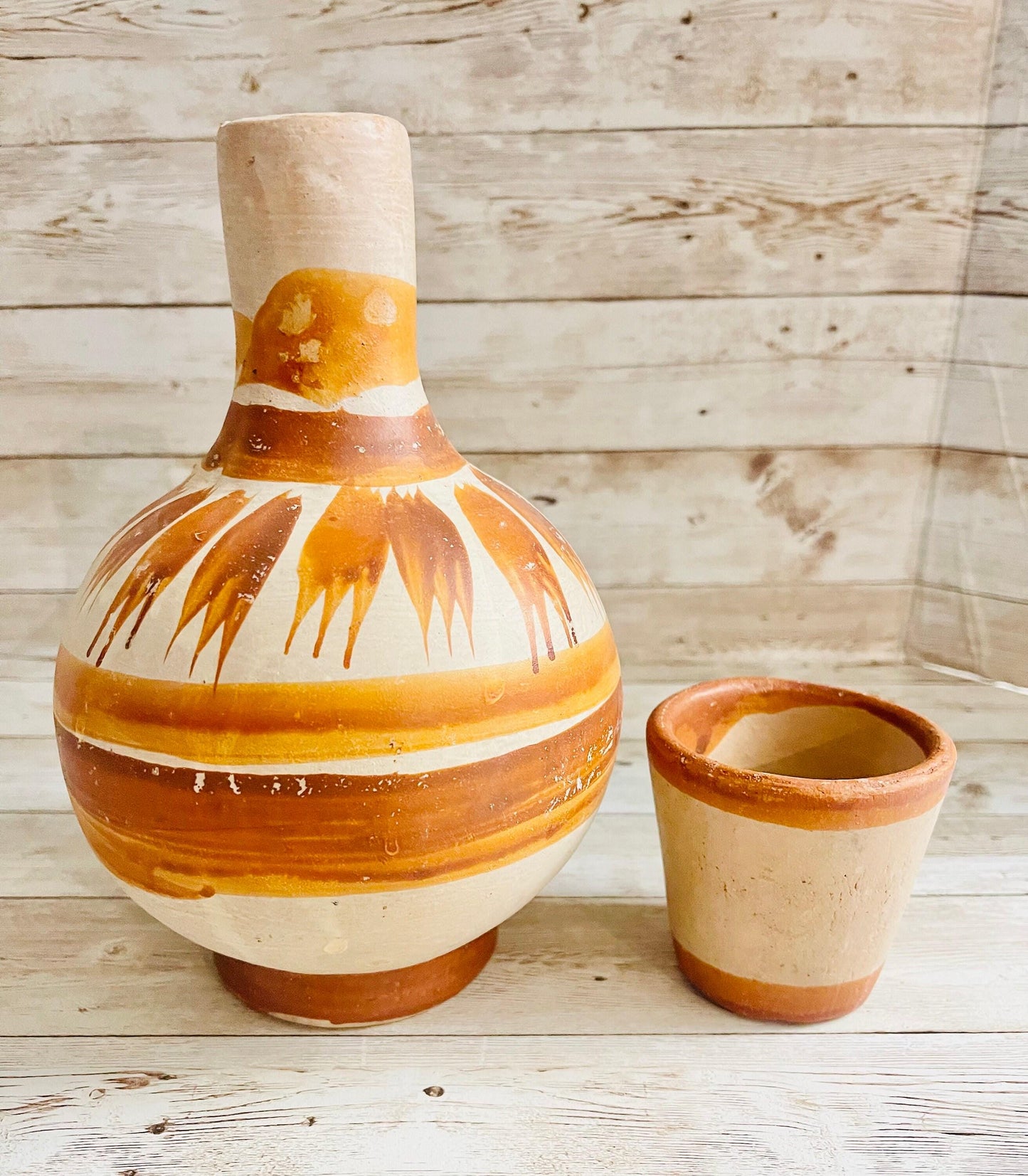 Mexican Terra Cota WaterJug & Cup BotellГіn GarrafГіn de Barro Mexicano