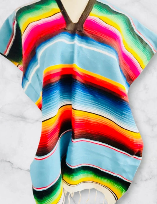 Kids Mexican Saltillo Poncho Sarape Fits 6-12 Poncho Sarape Saltillo Mexicano para Niños