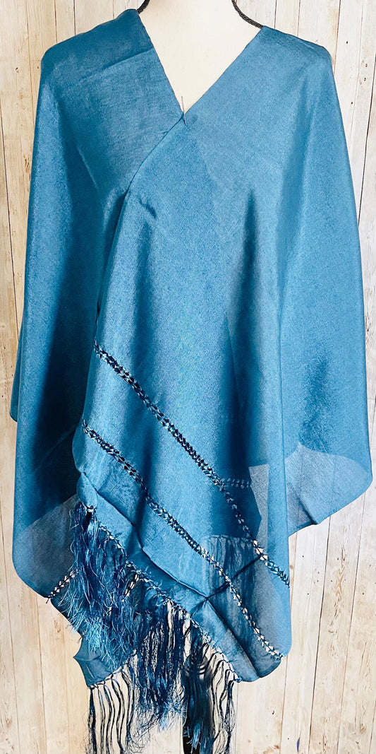 Handwoven Mexican Shawl Reboso Artiseda Soft and Elegant Shawl Rebozo Mexicano Tejido a Mano Artiseda Suave y Elegante
