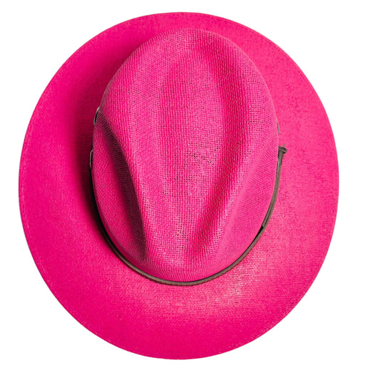 Classic Panama Style Pink Hat Sombrero Clasico Tipo Panama Rosa Medida Medium